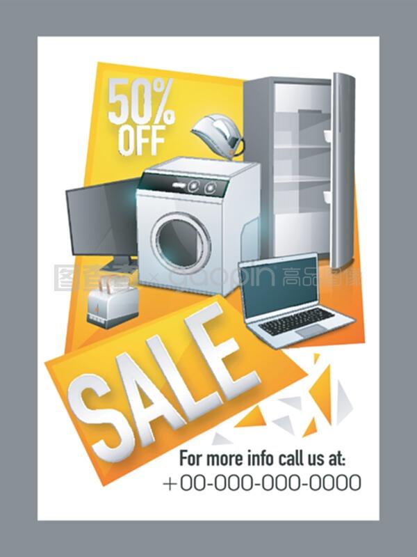 銷售海報、旗幟或電子物品的傳單。